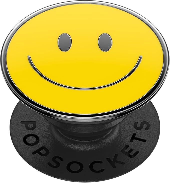 PopSockets Adhesive Phone Grip, Holder- Enamel Be Happy | Secure Comfortable Hold, Anti-Drop, Kickstand, Yellow, Butter, Electronic Accessories, For iPad/Kindle/iPhone/Android