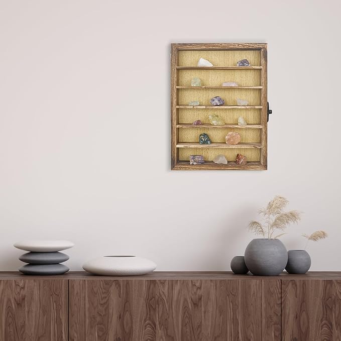 FramePro Shadow Box Frame Display Case 12x16 with Removable Shelves, Deep Memory Box Trinket Knick Knack Shelf Cabinet for Collector, Keepsake Coins Military Medals Wedding Flowers Real Wood