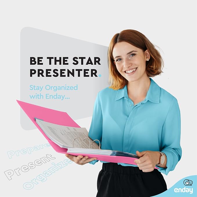 Enday 3 inch Binder (24 Pack - Pink) 3 Ring Binder 3 inch with Clear View Cover and 2 Inside Pocket - for Letter Size 8.5 x 11'' Paper, Ideal for School Supplies, Office, and Home