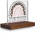 Paraprofessional Appreciation Gift Desk Sign, Difference Maker Thank You Gift for Classroom Support Staff Aide Instructional Assistant Leopard Rainbow Decor Plaque PA097