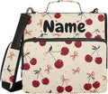 Custom Retro Bow Cherry 3 Ring Binder Bag 1.5 inch Personalized Name Binder Organizer 500 Sheet Documents Storage for School Office