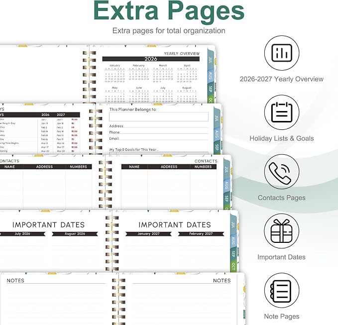 Planner 2026-2027, Weekly and Monthly Academic Year Calendar Planner, July 2026 - June 2027, Daily Agenda Book for Office School Supplies, Letter Size(8.5'' x 11'')