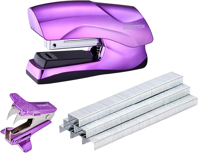 Bostitch Heavy Duty Stapler Value Pack, 40 Sheet Capacity, Metallic Purple