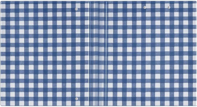 3 Ring Binder with Blue & White Gingham Design - 1.5 Inch Heavy Duty Three-Ring Binder with 2 Pockets, Round Rings for Office Supplies (Letter Size)