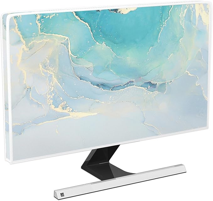 Baocicco Blue Green Marble TV Display Screen Cover 45, 46, 47, 48 Inch Creative Anti-Static Dustproof Monitor Accessories Laptop LCD Cover Modern Screen Television Decoration for LED LCD OLED TVs