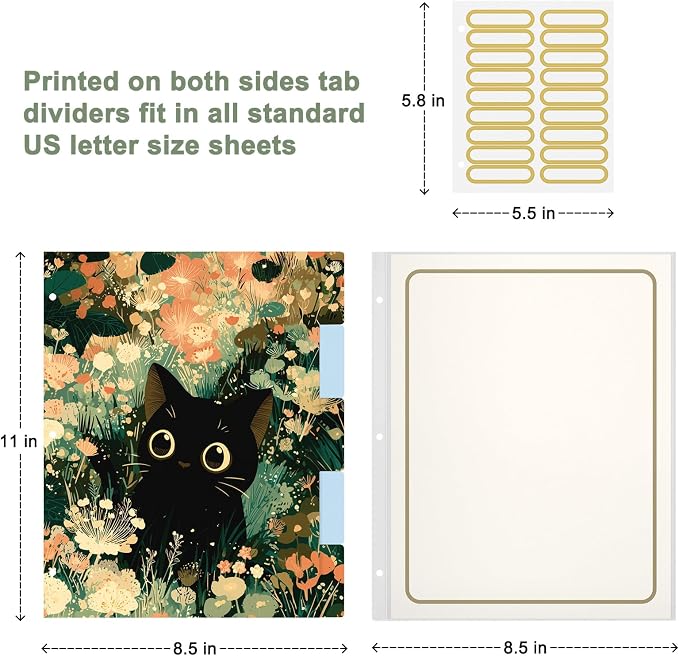 Rouidr 3 Ring Binder with clipboard, 1 inch 8.5 x 11 in Letter Size View Binders Organizer with Dividers Tabs & Clear Sleeves, School Supplies, Office Supplies