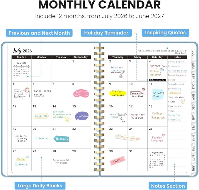 ZOTIA Planner 2026-2027, Jul 2026-Jun 2027 Weekly & Monthly Calendar