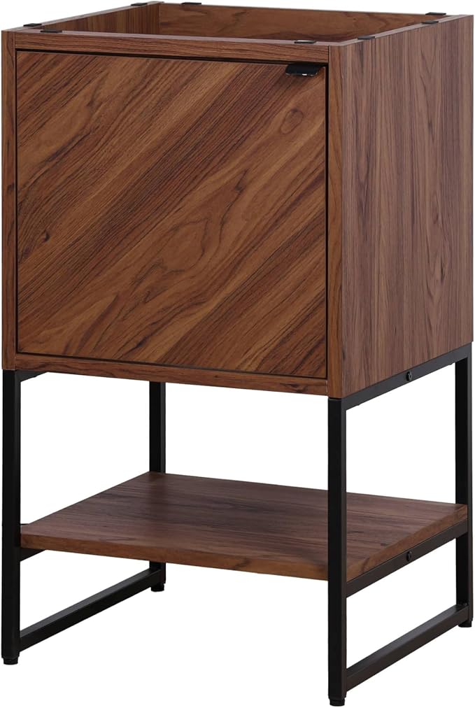 JONATHAN Y Juhl 20" Chevron Freestanding Bathroom Vanity Cabinet, Walnut | Modern Minimalist Design, 18" Deep 33" Tall, Soft-Close Door, Interior And Open Shelves, Sink Not Included