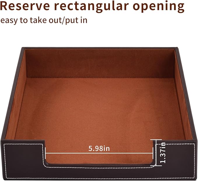 PU Leather 1-Layer Stackable Office File Document Tray Case Rack Paper Letter Tray Desk File Document Organizer Holder (Coffee)