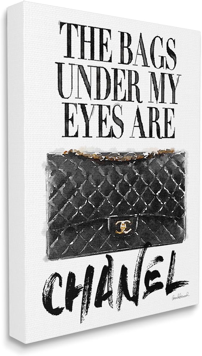Glam Bags Under My Eyes Humor, 36 x 48 Inch Canvas Wall Art | Stupell Industries · By Amanda Greenwood · Ready to hang · Fun gift for fashion lovers · Made in USA
