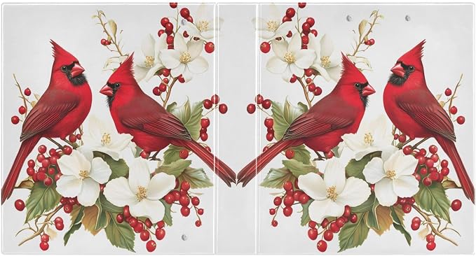 3 Ring Binder Red Cardinal Flowers Berries 1.5" Round Ring Binders View Binder with 200 Sheet for Kids School Supplies Women Men Office, 1 Pack