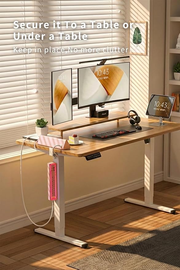 Desk Clamp Power Strip with Nightlight, 40W Fast Charging, 6FT Extension Cord, 4x20W USB-C & 2 USB Ports, 5 AC Outlets, Fits 1.69-Inch Table Edges