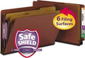 Smead 100% Recycled End Tab Pressboard Classification File Folder with SafeSHIELD Fasteners, 2 Dividers, 2" Expansion, Legal Size, Red, 10 per Box (29860)