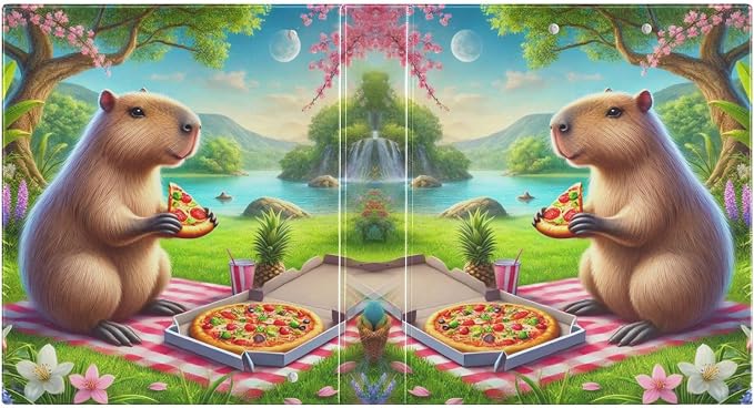 Capybara Pizza 3 Ring Binder Letter Size Three Ring Binder Organizer 1.5 Inch Binders 3 Ring with Clipboard & 3 Pockets for Recipes Paper Work Office Supplies 1 Pack