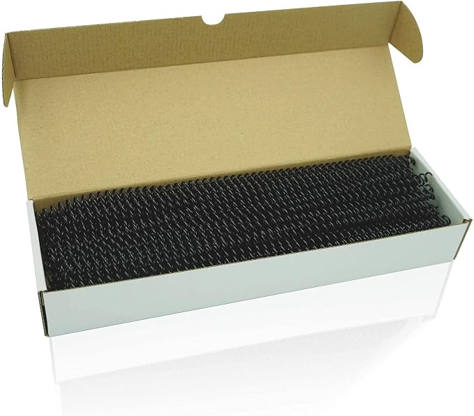 Binditek Plastic Spiral Binding Coils, 6 mm, 4:1 Pitch, Black, 100 Pack | Coil Binding Spines, 1/4", 30 Sheet Capacity, 48 Loops, for Letter-Size Reports, Presentations, School and Office Projects
