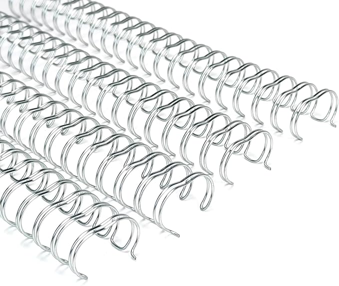 RAYSON 2:1 Wire Binding Spines, 21 Loop, 3/4", Silver, 185 Sheet, 50 Pack | 2:1 Pitch Binding Wire | Double Loop Wire | 185 Sheet Binding | Letter Size | Silver 50 Pack