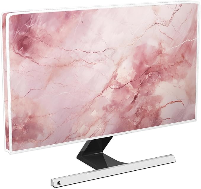 Baocicco Fashion Pink Marble Waterproof Television Cover 65 Inch Full Body Covers for Television Screen Panel Case Computer Sleeve Compatible with PC, Desktop and TV LED LCD OLED