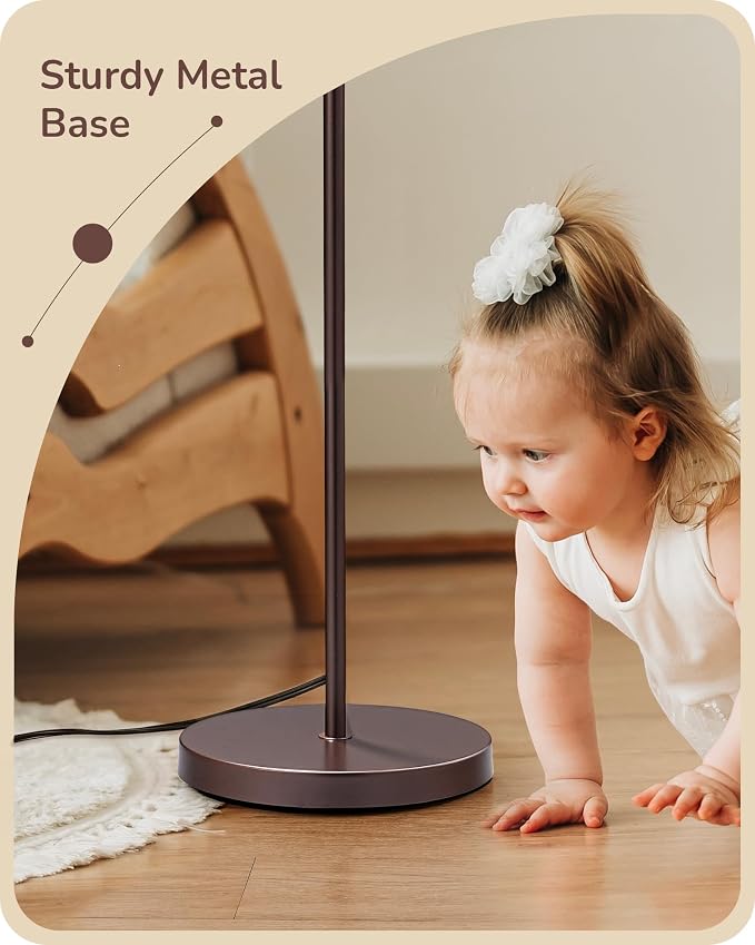 EDISHINE 64.7IN Brown Floor Lamp for Living Room with Remote, Standing Lamp | Foot Pedal Switch, 5CCT, Dimmable, Bulb Included, Adjustable Head, Sturdy Base, Modern for Living Room, Bedroom
