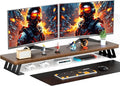 NestNeat Dual Monitor Stand Riser, 39 Inch Large Wood Monitor Stands for 2 Monitors, Desk Monitor Riser for Computer/Laptop/Printer/TV, Stand Riser up to 220 lbs