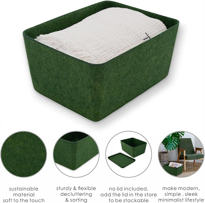 Felt Deep Drawer Organizer Medium Forest Green Closet Storage Bin