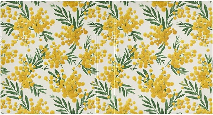 Small Yellow Mimosa Flower Print Binder 3 Ring 1.5 Inch Binder with Clipboard&Pockets, Hardcover Binders Heavy Duty Large File Folder for Office School Supplies - Holds 200 Sheets, 2 PC