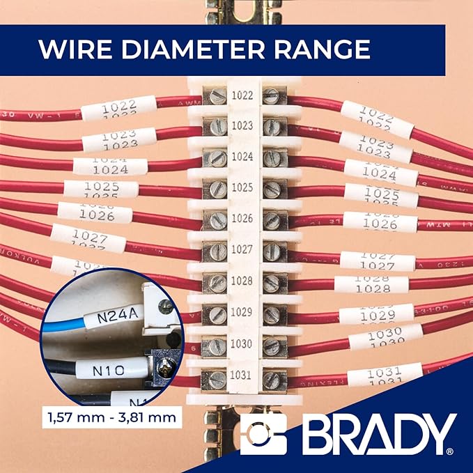 Brady Authentic (M21-187-C-342) PermaSleeve Heat Shrink Tubing for Control and Electrical Panels, Wire Harness, Black on White-For M210, M210-LAB, M211, BMP21-PLUS and BMP21-LAB Printers, .335" W 7' L