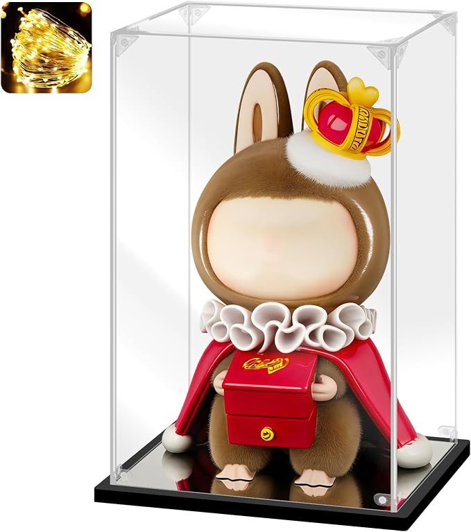 Acrylic Display Case, 9.8×7.8×15.8 Inch Clear Acrylic Display Box with Black Frame, Assemble Collectibles Display Case for Trophy, Action Figures, Dolls & Building Toys