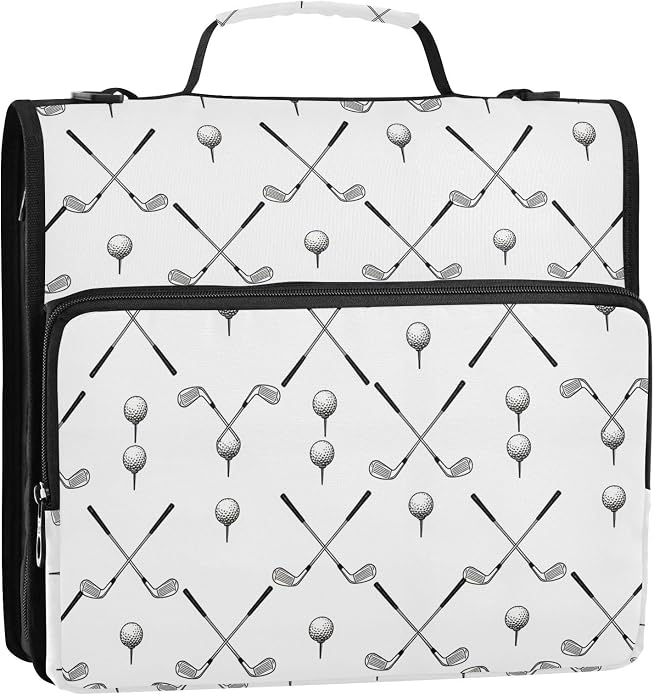 Zipper Binder Bag 3 Ring File Folder Portfolio Organizer Zippered Binder Bags with Strap Fits Laptop Women Men