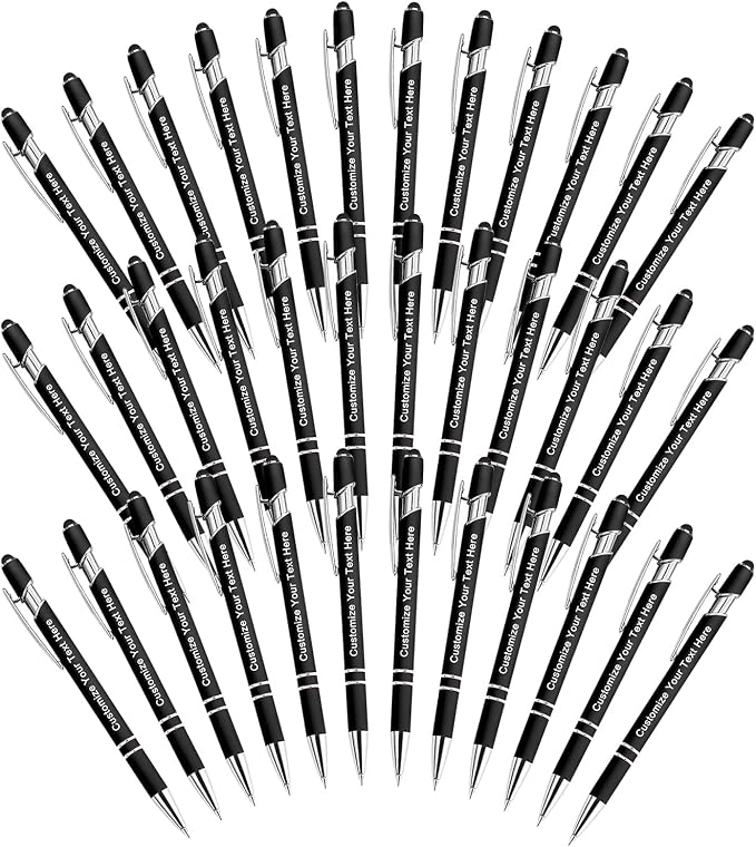 Qingxily Up to 300 Pcs Custom Pens Bulk Personalized Pens with Free Engraving Customized Stylus Ballpoint Pens with Your Name Text Message for Business Graduation Anniversaries-36 Pcs