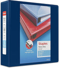 Staples Heavy Duty 3-Inch 3-Ring View Binder, Navy Blue, D-Rings, Four Interior Pockets, High-Capacity Organization for Office & School, 2-Pack