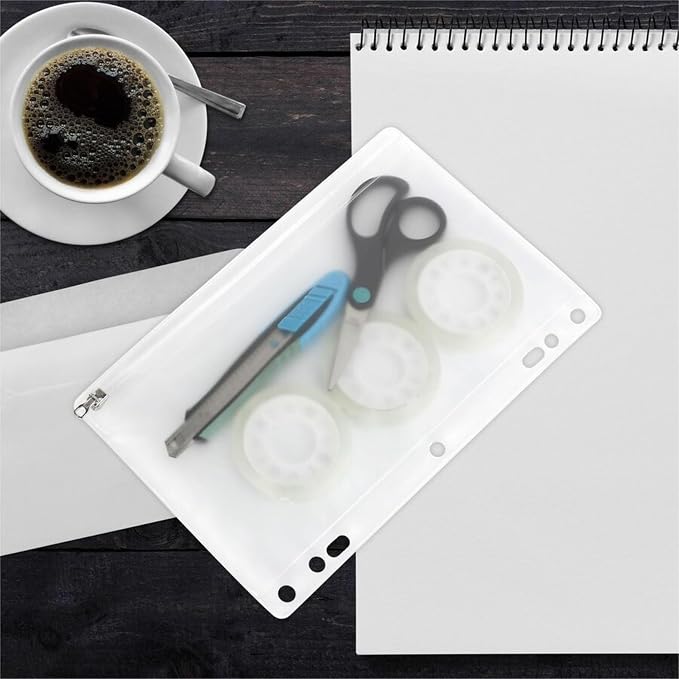 Business Source Ring Binder Pocket with Zipper, 9.5" x 6", Clear with White Back, 24 Count