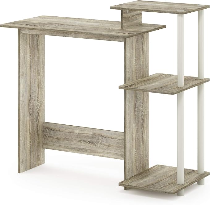 Furinno EFFICIENT Desk, 28.6" Wide Gaming Desk with 3 Open Side Shelves, Laptop Notebook Computer Desk, Office Desk for Home Office, Study Room, Dorm, Bedroom, Sonoma Oak