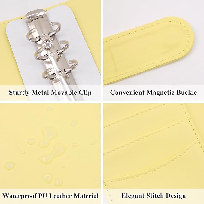 6 Pack A6 Notebook Binder, 6 Ring PU Leather Planner Binder, A6 Refillable Planner Cover Loose Leaf Personal Organizer Cover Budget Binder with Magnetic Buckle Closure for School Office Work