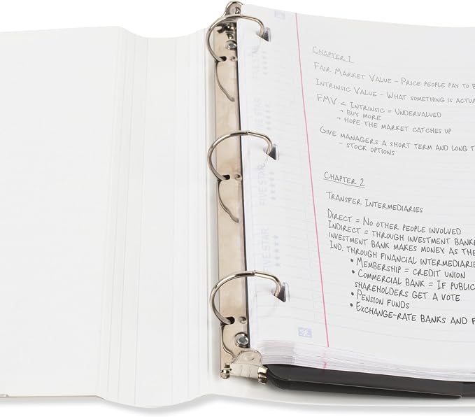 Five Star 3-Ring Binder + Study App, 6 Pack, 1 Inch Binder with D Rings and Customizable Clear View Cover, 225 Sheet Capacity, White (261440B-ECM)