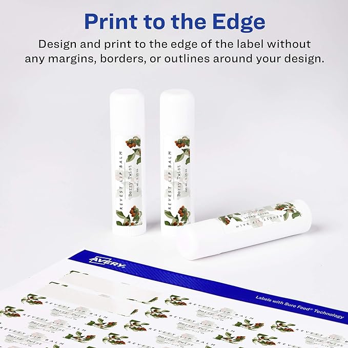 Avery® Matte White Rectangle Labels, Sure Feed® Technology, 1" x 1.5", 3,200 Matte White Printable Labels