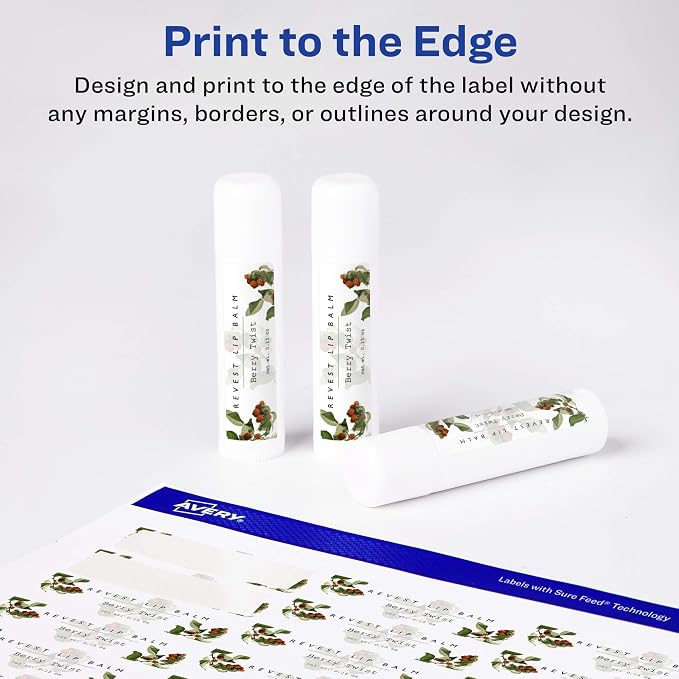 Avery® Matte White Rectangle Labels, Sure Feed® Technology, 1" x 1.5", 800 Matte White Printable Labels