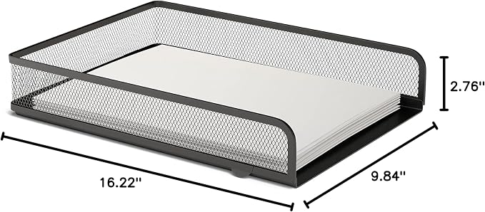 TRU RED Front‑Load Stackable Metal Letter Tray – Desktop Paper Organizer for Office Files & Documents
