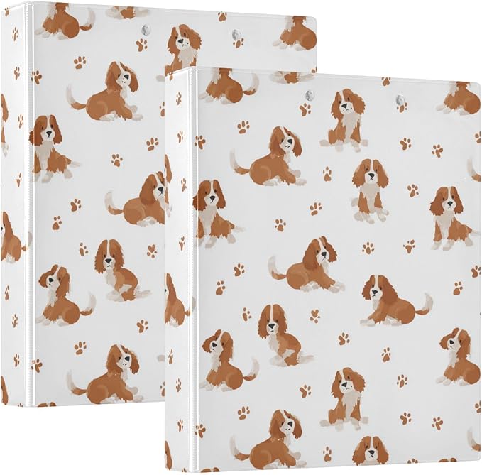 Cavalier King Charles Spaniel Dog Round Ring Binders 1.5 Inch 3 Ring Binder with Clipboard Holds 200 Sheets Office Home School