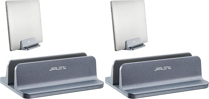 JARLINK Vertical Laptop Stand, Aluminum Laptop Holder Desktop Stand with Adjustable Dock Size (up to 17.3 inches) Compatible with All MacBook/Surface/Dell/Gaming Laptops (Gray) (Pack of 2)