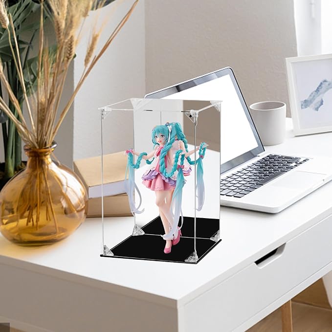 Acrylic Display Case Clear Action Figure Display Case with Mirrored Back, Dustproof Protection Display Box Alternative Glass Case for Collectibles Figures Models Doll Toys (8x8x12 inch; 20x20x30cm)