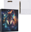 Galaxy Colorful Wolf 3 Ring Binder 1.5 Inch 1 Pack with 200 Sheet for Kids School Supplies Women Men Office