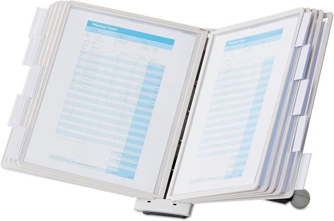Durable Desktop Reference System with 10 Double-Sided Panels - Letter-Size 8.5" x 11" Inches - Gray SHERPA Design - Desk Reference Organizer