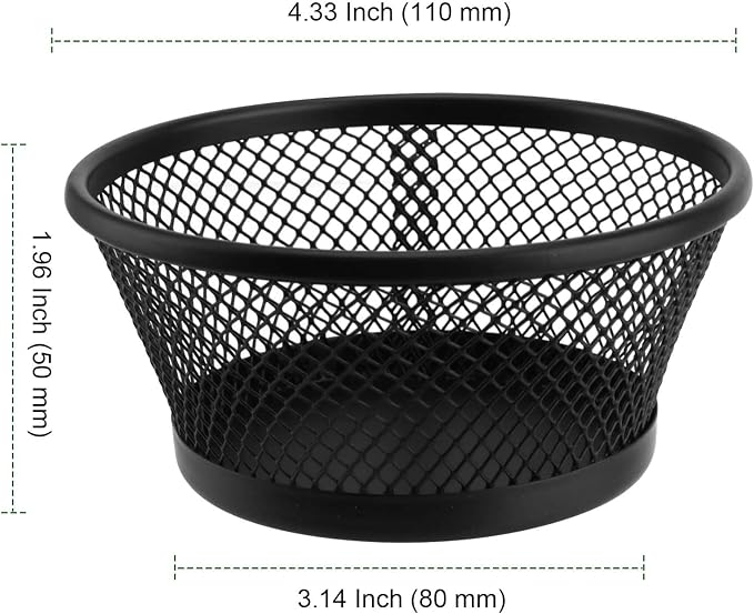 PINGEUI 20 Pack Metal Paper Clip Holder, Black Mesh Desk Organizer, Office Supplies
