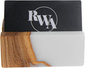 RWA Business Card Holder for Men & Women - Handcrafted Epoxy & Wood, Stylish & Durable Business Card Organizer, Premium Business Card Holders Desk Accessory for Professionals - ELEMENT, white