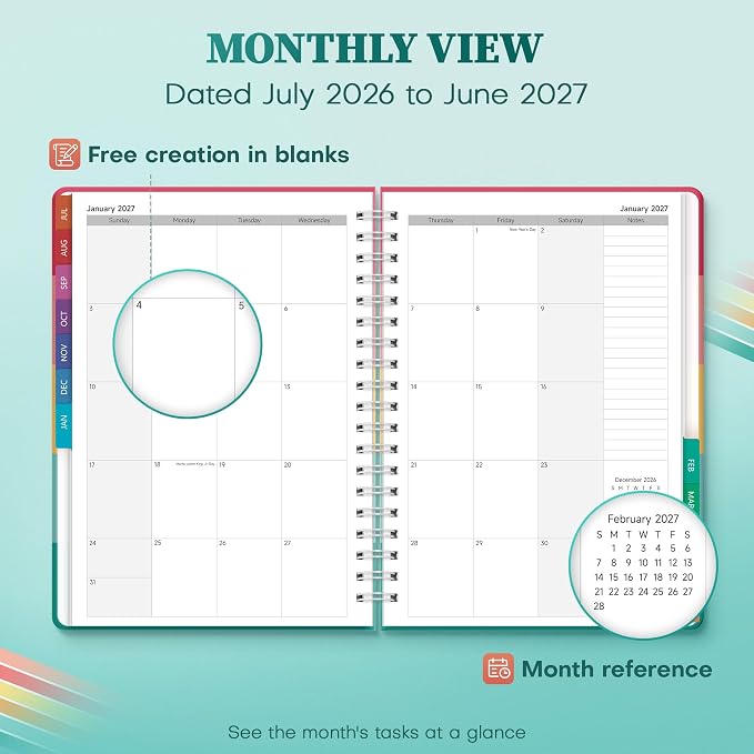 Planner 2026-2027 Weekly & Monthly Academic Planner, 7.4" x 10.2"