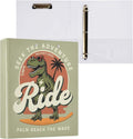 Cool Dinosaur Dino Round Ring Binders 1.5 Inch Palm Beach Surfing Dragon 3 Ring Clipboard Binder for Office School Work Supplies File Folder Document 200 Sheet Capacity Easy Open