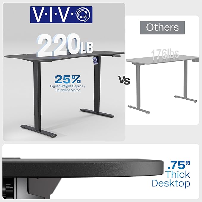 VIVO Electric 63 x 32 in Standing Desk, Memory Height Adjustment, 1B Series, Holds 220 lbs, Light Wood Top Gray Frame, DESK-KIT-1G1C