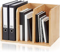 Novabright Bamboo Wooden 3-compartment File Magazine Holder | Vertical Compartments Keep Magazines, Binders, Notebooks, Folders, and Envelopes Separated, Organized, and Easy to Access