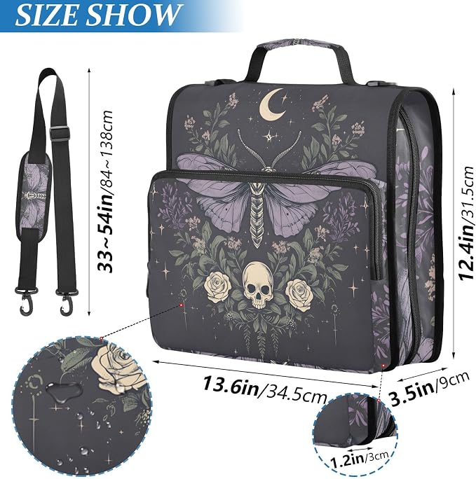 3 D-Ring Zipper Binder Bag, Moth Removable Binder with Zipper Case Hold 300+ Sheets& 13 Inch Laptop for School Office Supplies Organizer