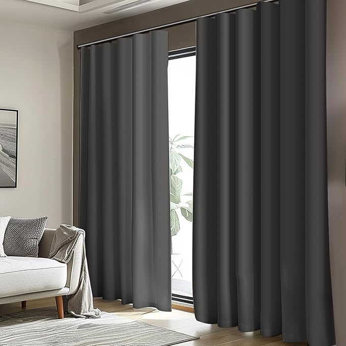 Cbsroro Room Divider Curtains, Blackout Ceiling Track Curtains with Hooks Wall Dividers for Bedroom Living Room Separation Office Privacy Partition, Noise Reduction, W100 × L84 Inch,1 Panel, Black
